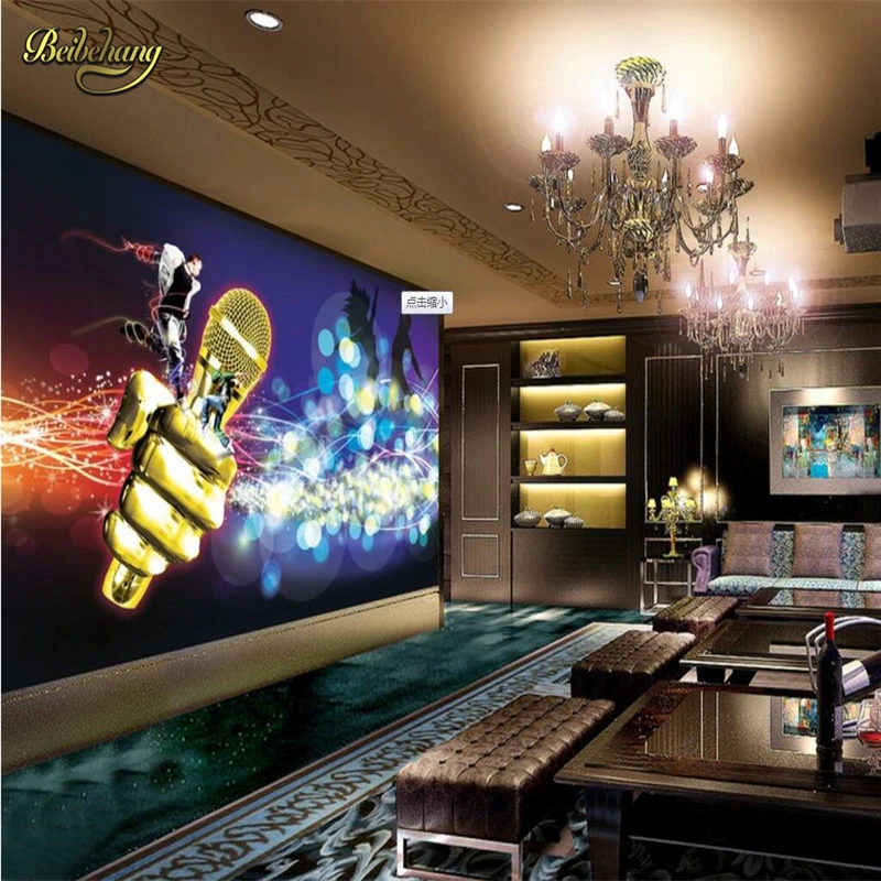 Beibehang Золотой микрофон K TV Bar papel de parede 3d фото обои для гостиной ТВ фон настенные