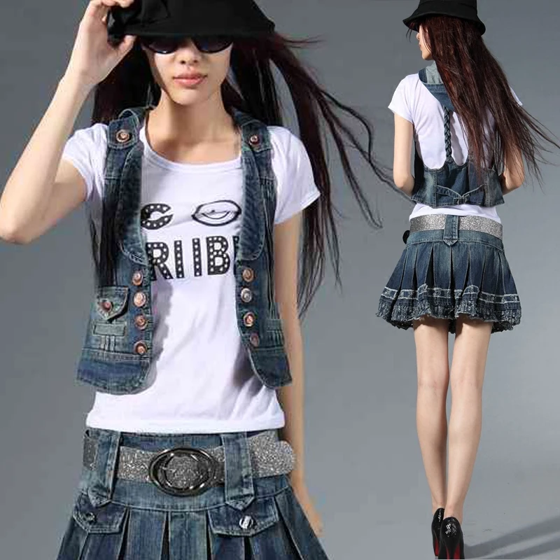 Джинсовый жилет женский пальто винтажный промытый без рукавов с капюшоном