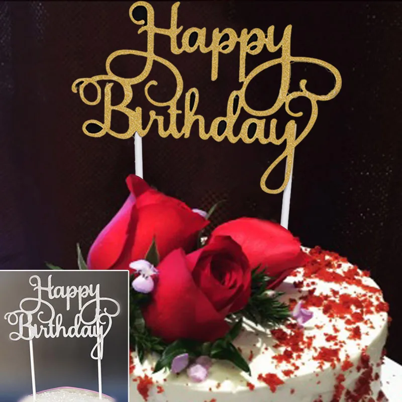 Высокое качество новый кекс торт Топпер флаги с надписью Happy Birthday двойная палка