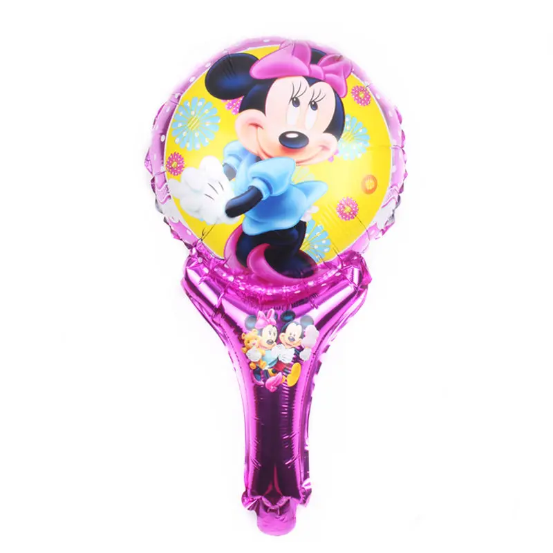 Figure balloon TSZWJ, новинка, голова Микки и Минни, с палкой, алюминиевый шар, Детские праздничные, вечерние, декоративные шары - Цвет: Figure balloon