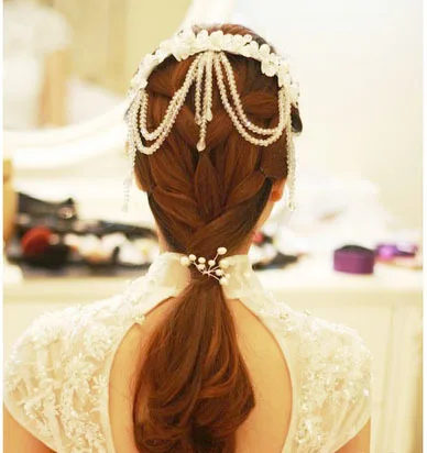 Модные свадебные обручи на голову с жемчужинами тканевые цветы для китайских