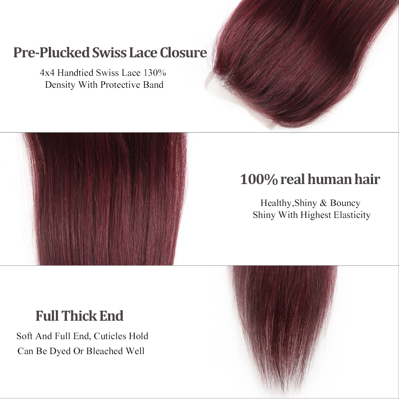Али Фуми queen hair прямо закрытие бразильские волосы кружева Бесплатная/средняя