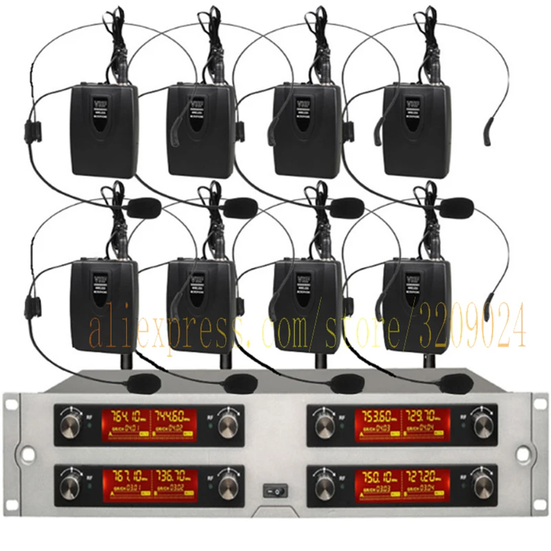 

Monitor Wireless System Double transmitter Monitoring Professional for Family Stage Conference KTV Performance 8 receivers