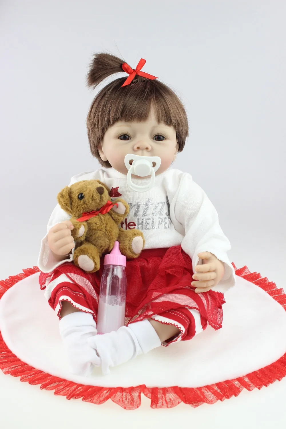 55cm hot sale implanted hair vinyl magnet pacifier Silicone adora Lifelike Bonecas Bebe reborn doll newborn for christmas gift | Игрушки и