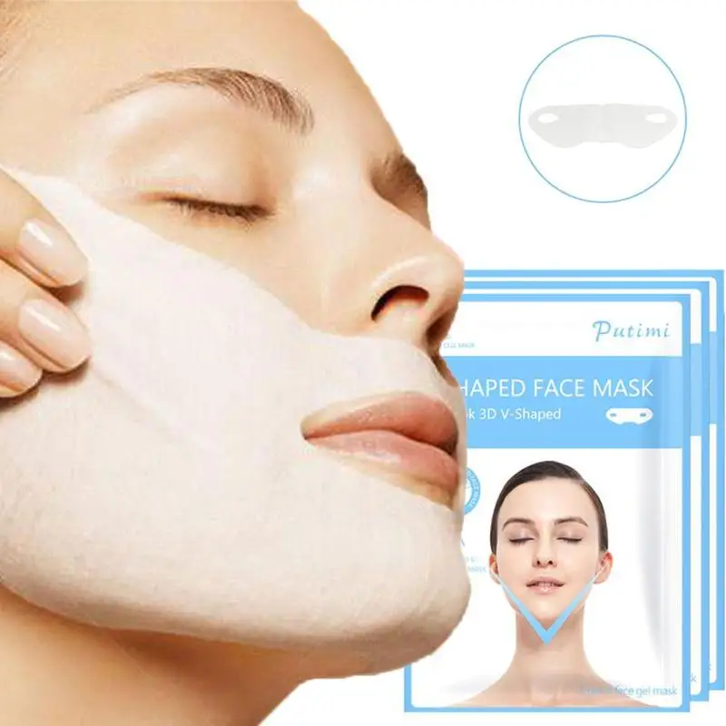 Женская маска подтяжка подбородка щек против морщин V для похудения с кремом