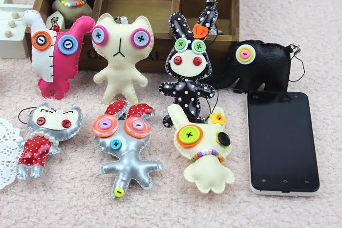 10 см Kawaii PU куклы мобильный телефон ручной работы Тряпичные Шарм ремни кукольная