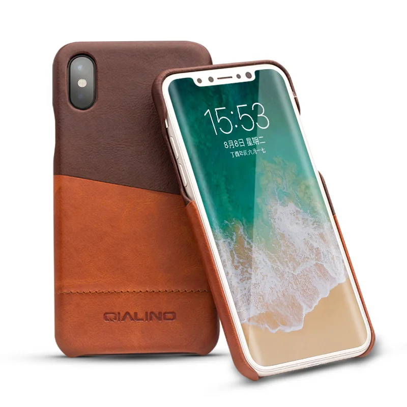 Чехол QIALINO из натуральной кожи для iPhone X модный роскошный Ультратонкий чистый