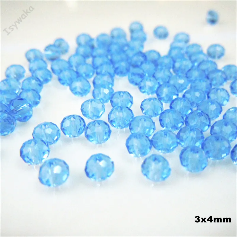 Light Blue Isywaka серебристо-белый цвет 3*4 мм 145 шт Австрийские граненые Хрустальные стеклянные бусины Круглые бусины для изготовления ювелирных изделий - Цвет: Light Blue