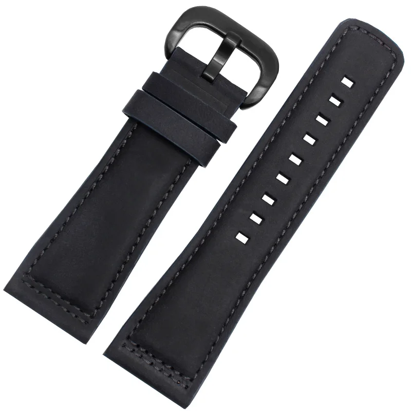 Dark gray black Браслет из натуральной кожи, кожаный ремешок 28 мм для пятницы P1P2BQ1Q3, ремешок для часов с двойной головкой, Воловья кожа, ремешок для часов - Цвет ремешка: Dark gray black