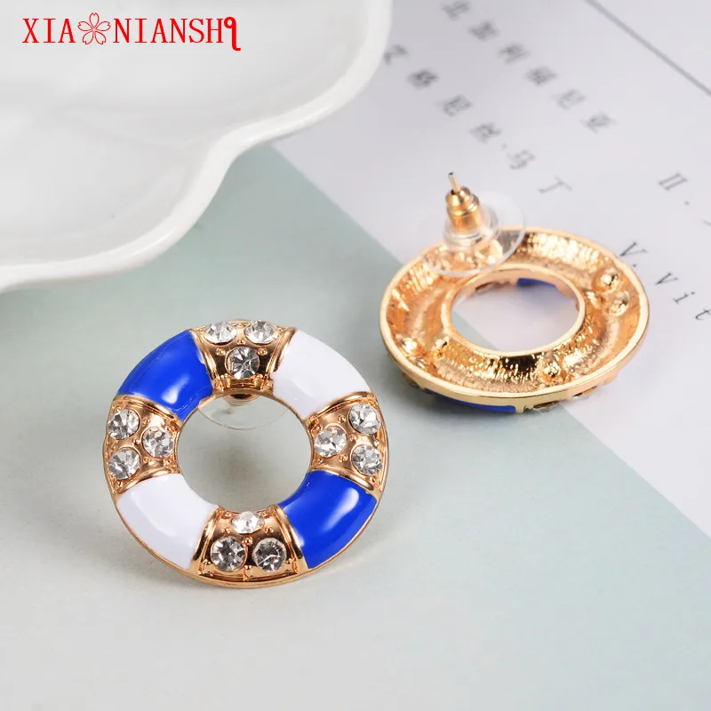 Женские винтажные серьги лодочки Boat Element boucle d'oreille femm креативные эмалированные