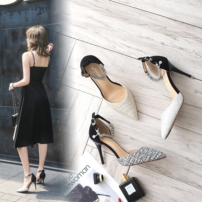 Женские туфли с острым носком туфли-лодочки из хлопчатобумажной ткани на тонком