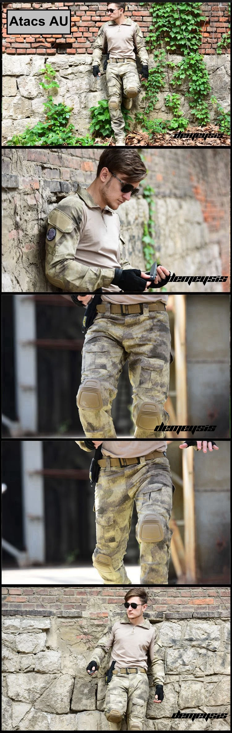 Тактическая Экипировка Военная армейская Униформа АКУ, боевая рубашка+ брюки с наколенниками, штурмовая страйкбольная Пейнтбольная одежда