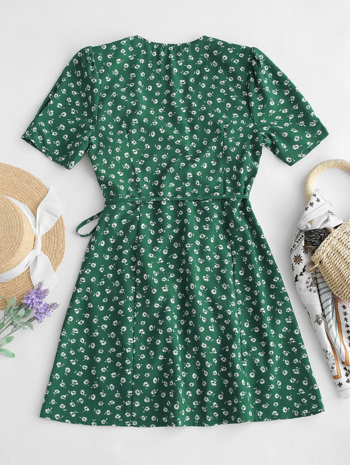 Женское пляжное платье ZAFUL шифоновое мини с цветочным принтом и треугольным