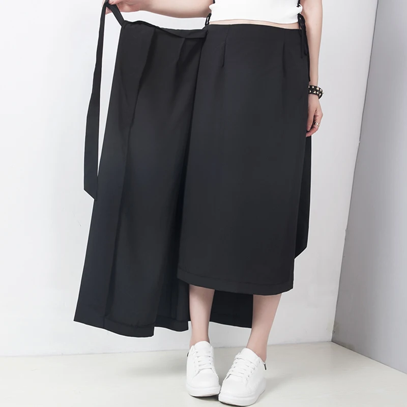 TWOTWINSTYLE Женская юбка со шнуровкой Лоскутная Асимметричная с высокой талией Миди