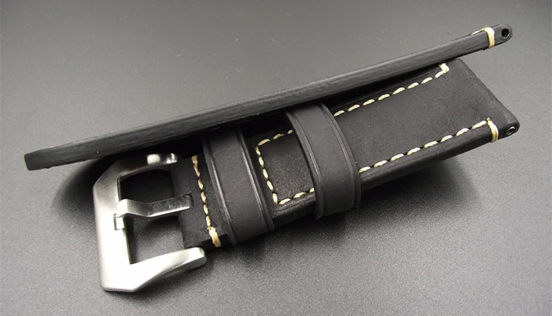 Wholesale 10PCS / lot 20MM 22MM 24MM genuine leather Crazy horse Watch band watch strap man straps black -WB120703 | Наручные часы