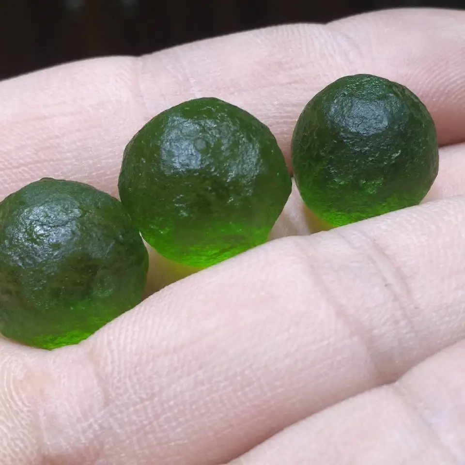 3pcs MOLDAVITE (SPACE GLASS) CZECH REPUBLIC METEORITE IMPACT MINERALS GEMS |