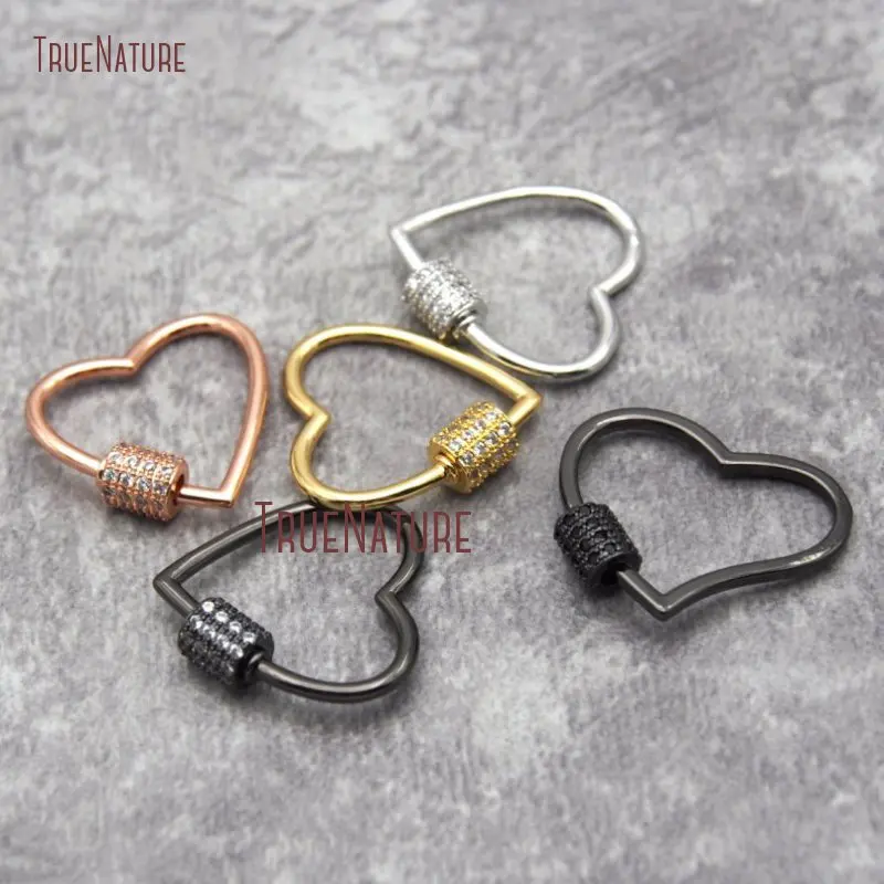CZ Micro Pave в форме сердца винтовая застежка золото розовое золото металл Посеребренная U форма застежка замок карабин проложить замок FC26945