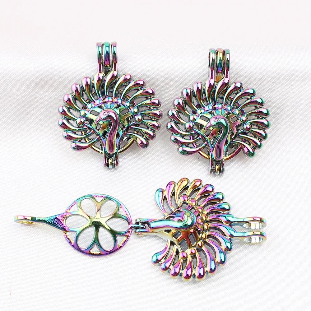 5 шт. подвеска-клетка с жемчугом и павлином | Подвески