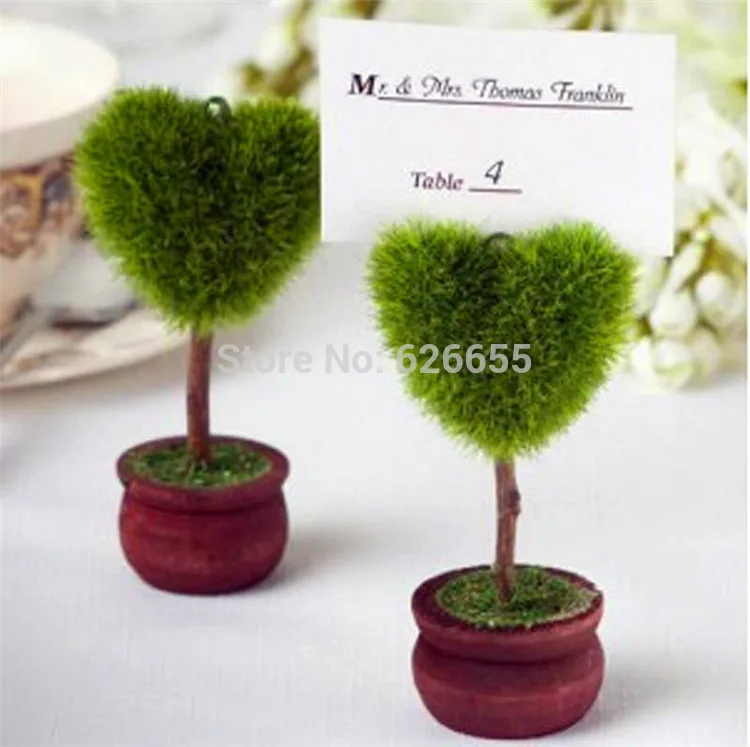 

DHL Wedding Favor Heart Shaped Topiary Tree Photo and Place Card Holder Wedding Table Decoration 100 pcs / lot