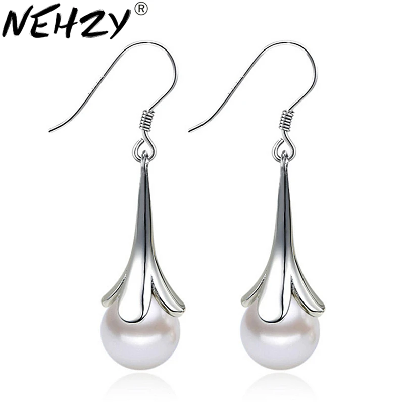 Женские серьги из серебра 925 пробы в виде цветка 8 мм|high quality pearl earring|earrings 8mm2016 new