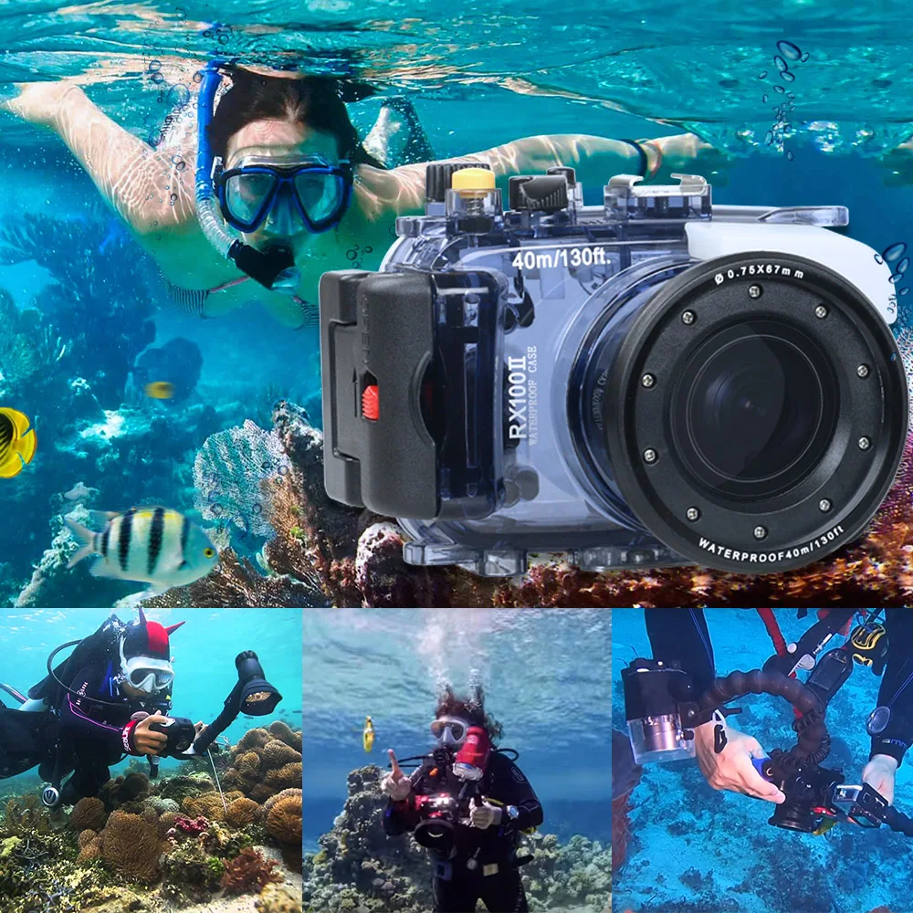 Чехол для камеры sony RX100 II 2 Mark II для подводной съемки 40 м, водонепроницаемая сумка для фотосъемки, подходит для плавания, серфинга