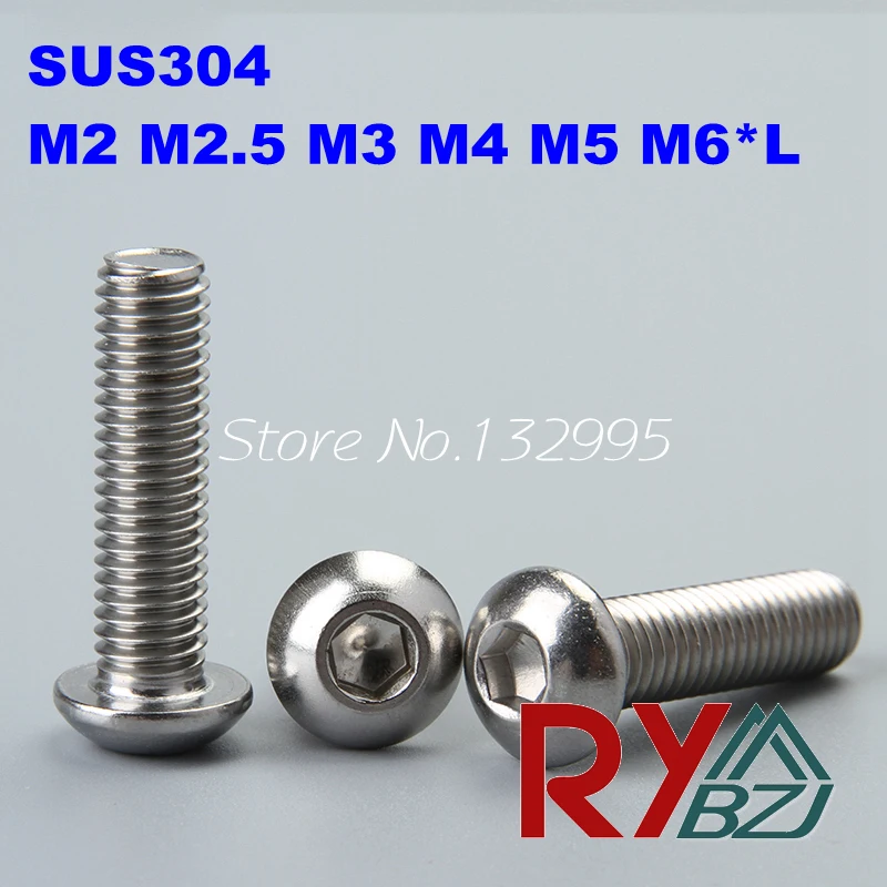 100 шт./лот M2/M2.5/M3/M4/M5/M6 * L ISO7380 Нержавеющая сталь A2 Шестигранная головка болта SUS 304 |