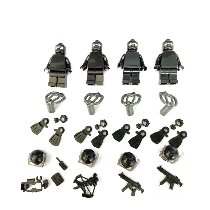 MOC SDU Diver Frogman оружие playmobil Мини фигурки оригинальные игрушки swat Военные Аксессуары DIY строительные блоки brinquedos - Цвет: Дерево