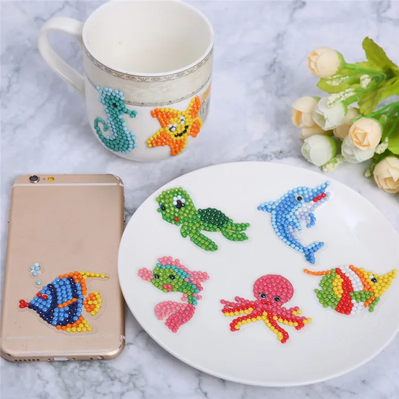 Мультфильм DIY Алмазная вышивка животное Алмазная картина полная дрель детские игрушки круглая Алмазная наклейка для чашки книга Декор телефона