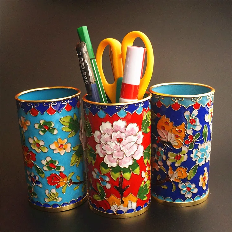 Китайский стиль особенности Пекин cloisonne держатель ручки медная шина Золотой провод держатель ручки
