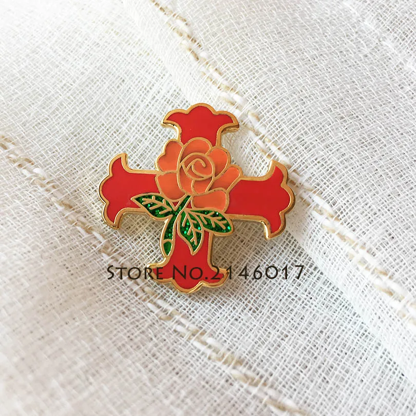 ПРОДВИЖЕНИЕ Значок Free Masons с эмалью, масонская булавка, рыцарская школа шотландского права, крест Константина, красная блестящая булавка-брошь.