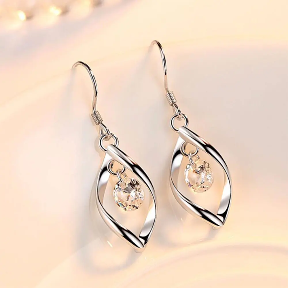 Женские серьги подвески ANENJERY из 925 пробы серебра с цирконием S E312|earrings for|dropping earrings