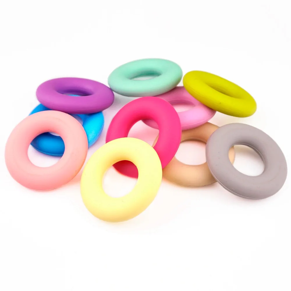 Sutoyuen Round Donut Silicone Beads Rings Diy Jewelry 100pcs Food Grade Silicone Nursing Necklace Accessories Baby Teether