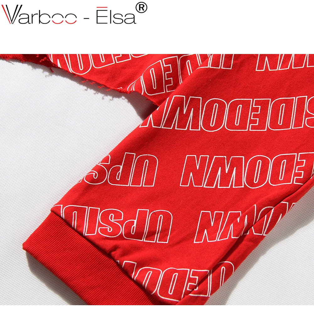 VARBOO_ELSA 2018 Весна Для женщин модные красные краткое письмо печати Свободные