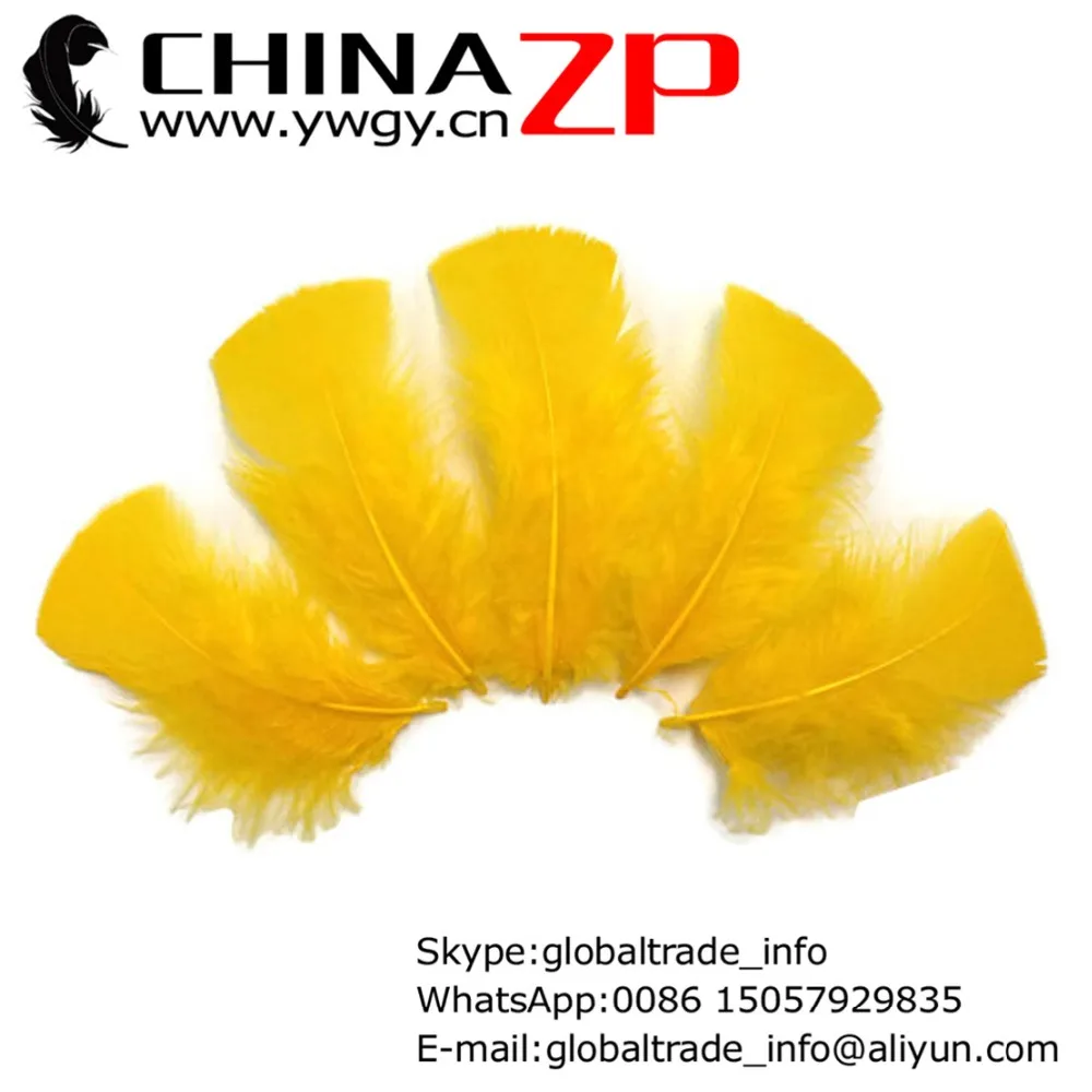 

CHINAZP Factory Retail and Wholesale 500pcs/lot Unique Dyed Yellow Turkey Fluff Flat T-Base Body Plumage Feathers