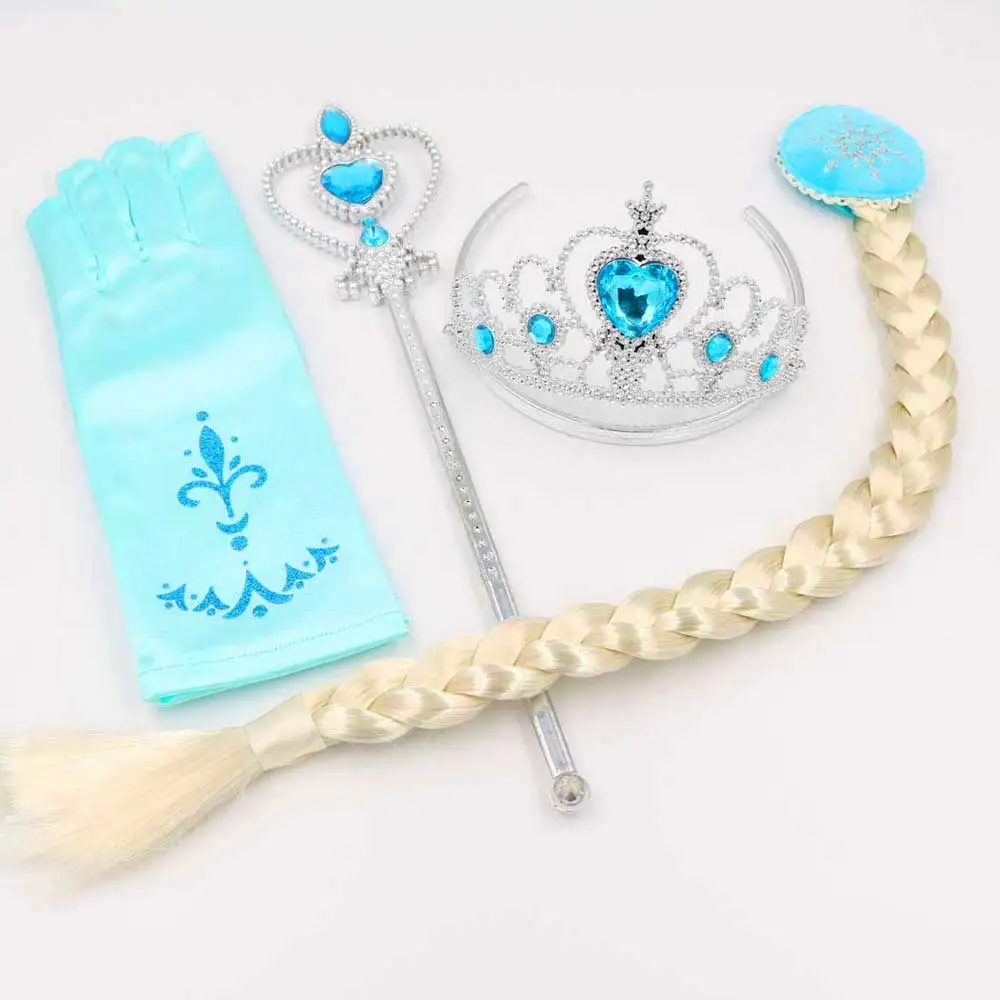 Accessory Set Лидер продаж! Платье принцессы Эльзы для девочек; платье Снежной королевы Анны; диадема; палочка; парик; перчатки для Хэллоуина; Рождественская вечеринка; платье принцессы - Цвет: Accessory Set