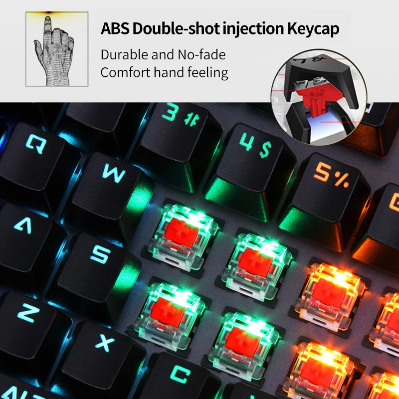 USB Проводная Механическая игровая клавиатура синий и красный цвета содержание