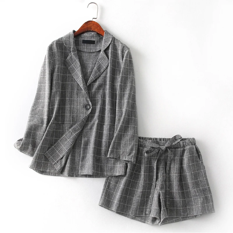 Женский офисный костюм Trytree повседневный комплект из двух предметов топ и шорты в