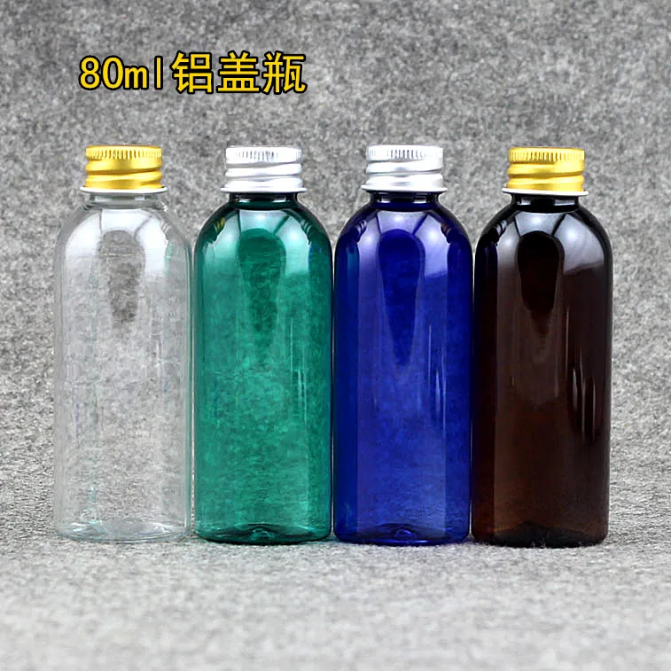

Cosmetics Bottle 80ml Aluminum Caps PET Plastic Small Packing Bottle 20pcs/lot