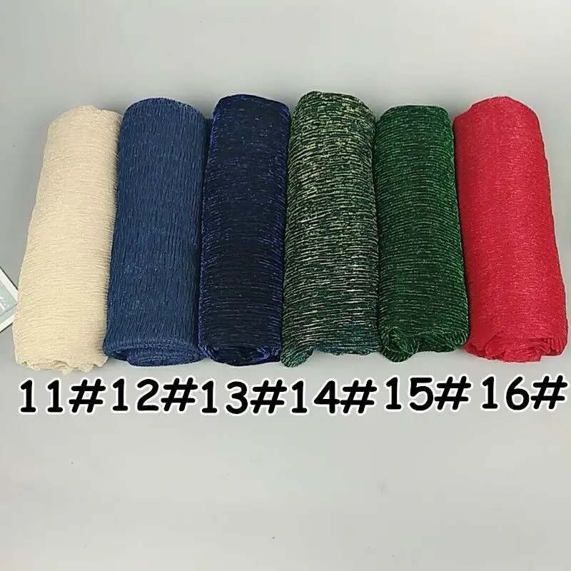 D1 glitter scarves plain shimmer elastic long headband fashion scarf hijab wraps muslim shawls