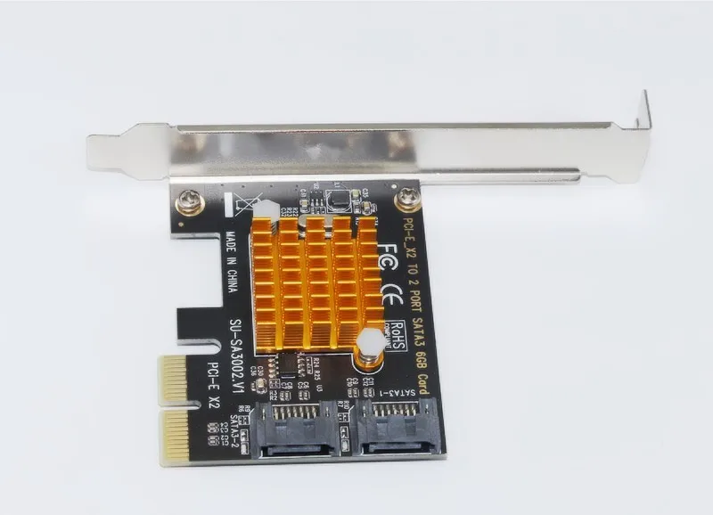 PCIe PCI Express для SATA 3 0 карты с кронштейном 2 порта III 6 Гбит/с адаптер ASMedia1062 большой