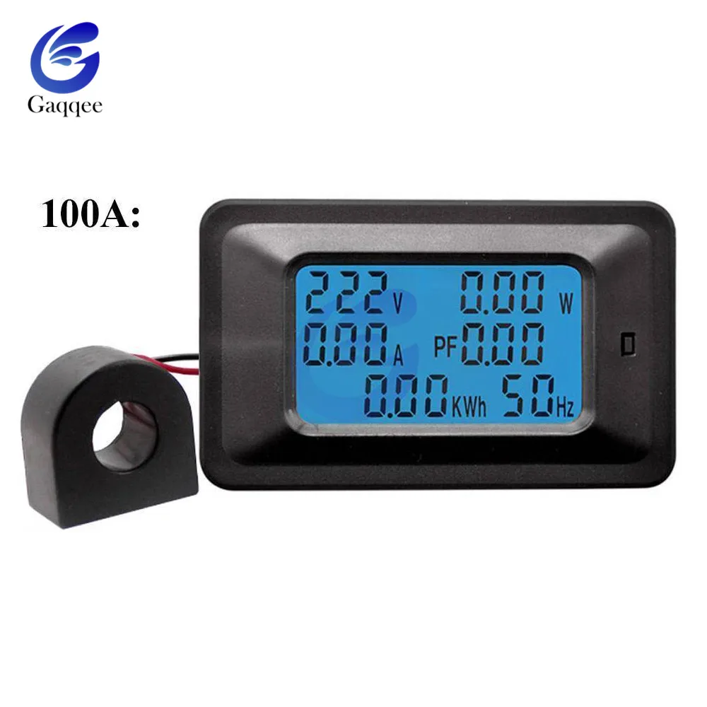 100A with CT Coil AC 5 кВт 85 В~ 250 В 220 В цифровые измерители напряжения индикатор мощности энергии вольтметр амперметр тока Ампер Вольт ваттметр тестер детектор - Цвет: 100A with CT Coil
