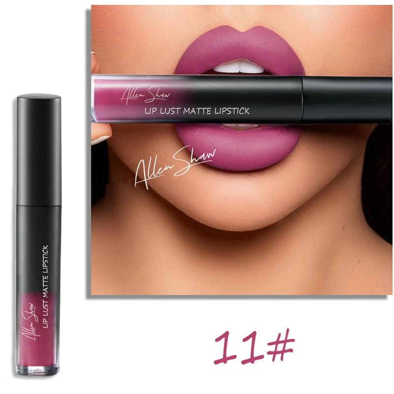 11 Макияж для губ, губная помада, Матовая жидкая длительный Make Up сексуальный отделкой в виде красных губ матовый Водонепроницаемый, Длительное Действие, Коврики 12-Цвет женские Помады для губ - Цвет: 11