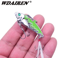 wdairen 1pcs metal spinner spoon fishing lure 7 5g 9 2g hard bait sequins noise paillette with feather treble hook tackle wd 334