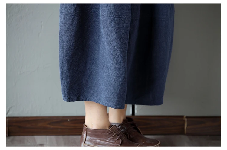 Женская длинная юбка в клетку винтажная повседневная из хлопка и льна стиле