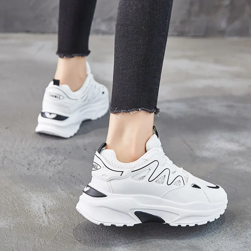 Женские кроссовки Vanmie белые дышащие повседневные на платформе 2019|Женские и кеды|