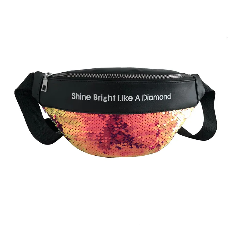 Поясная Сумка унисекс с блестками модная кожаная сумка через плечо на груди