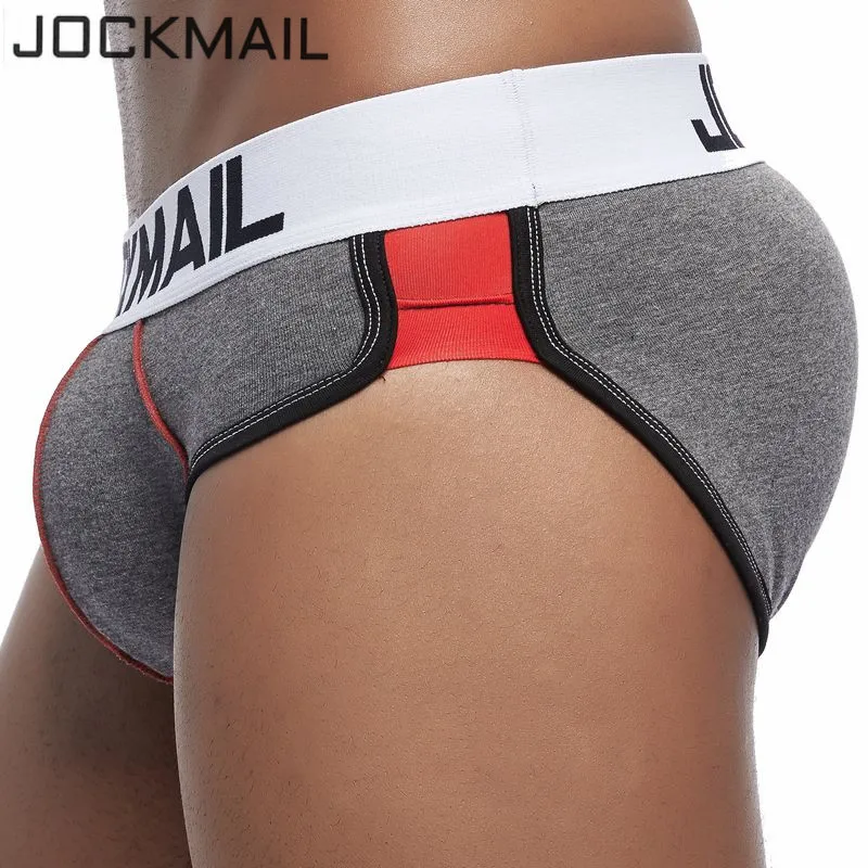 JOCKMAIL Magic Buttocks Bulge Enhancing Men Underwear Briefs Sexy Hip Enhancer Gay Panties Include Removable Push Up Cup padded