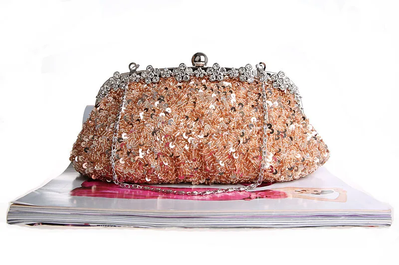 Высококачественная Дамская Вечерняя свадебная сумочка цвета шампанского с