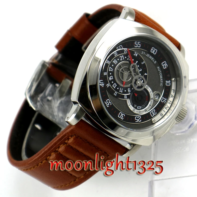 Мужские часы Modisch механические с сапфирами и черным циферблатом 44 мм|Мужские