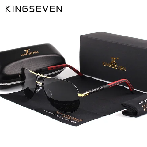 Мужские солнцезащитные очки KINGSEVEN, черные солнцезащитные очки с поляризацией, из алюминиево-магниевого сплава, степень защиты UV400, модель N725, 2019